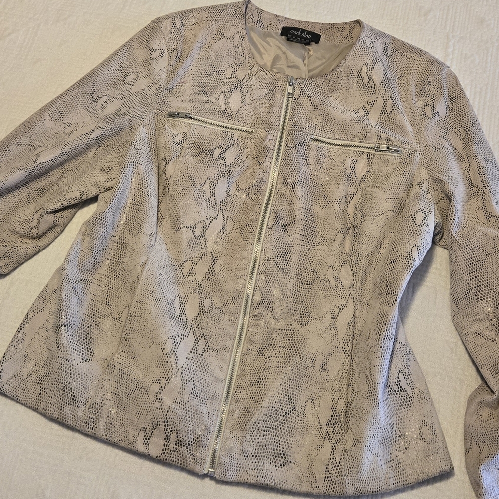 Snake print leather jacket, size large